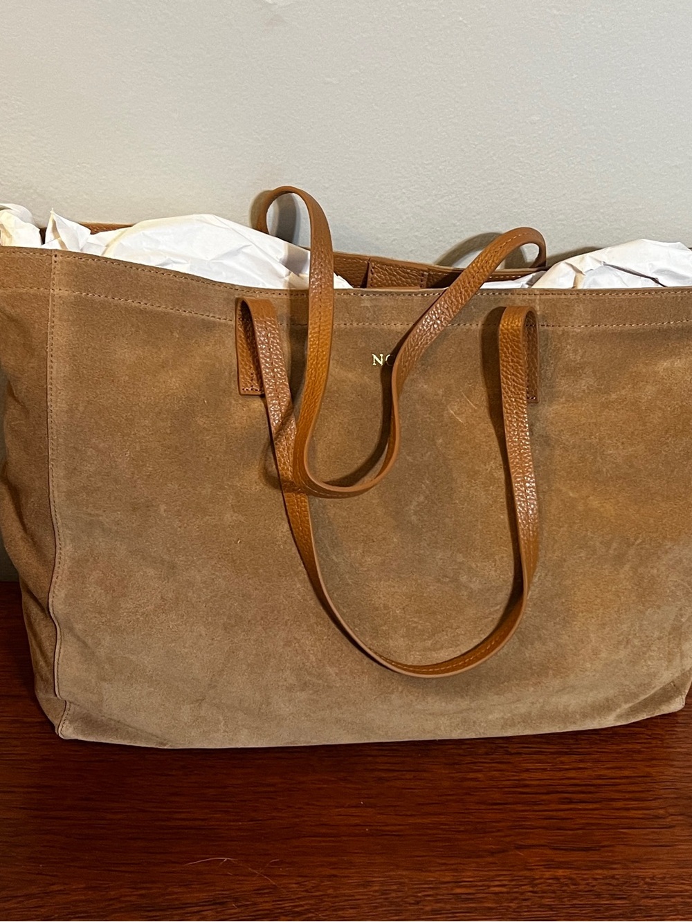 NWT Mark and Graham SOHO Suede Large Tote Italian Leather - Picture 2 of 7